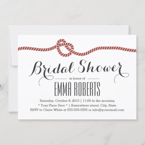 Simple Red Rope Knot Bridal Shower Invitations
