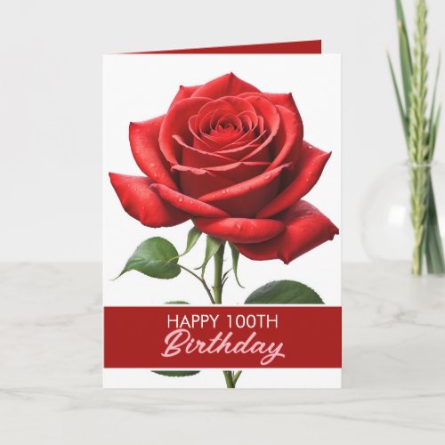 Elegant Red Rose 100th Birthday