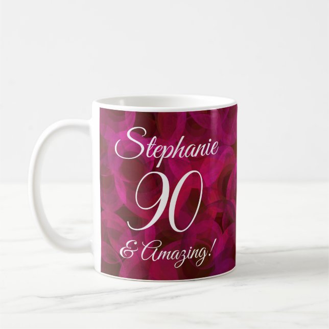Elegant Red Rose 90 and Amazing Personalized Coffee Mug (Left)