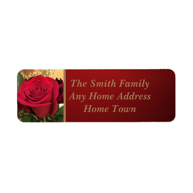 Elegant Red Rose Address Label (Front)