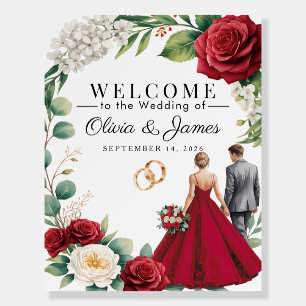 Elegant Red Rose Anniversary Welcome Poster