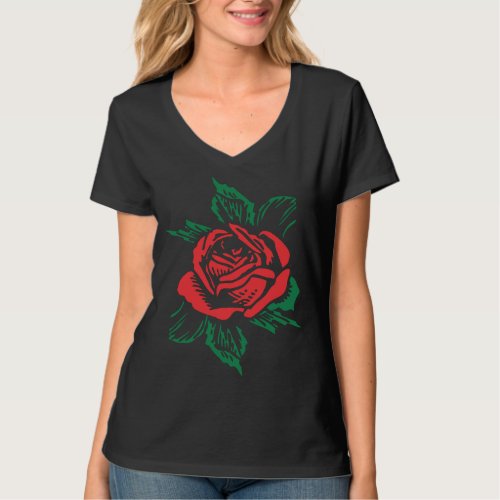 Elegant Red Rose Art T_Shirt