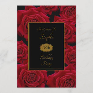 Elegant Red Rose Birthday Party Invitation