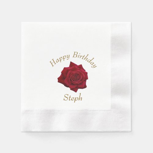 Elegant Red Rose Birthday Party Napkins