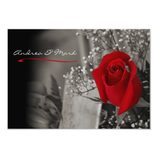 Elegant Red Rose Black and White Wedding Card