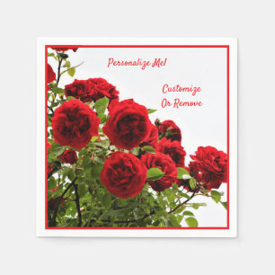 Elegant Red Rose Bouquet Romantic Personalized Napkins