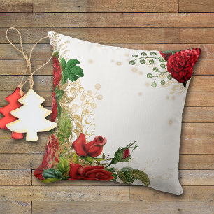 Elegant Red Rose Bouquet Throw Pillow