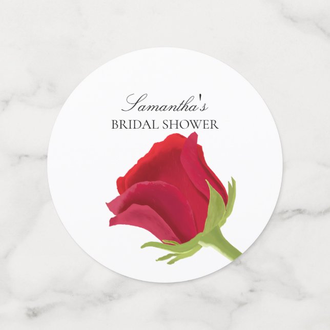 Elegant Red Rose Bridal Shower  Confetti (Medium Front)