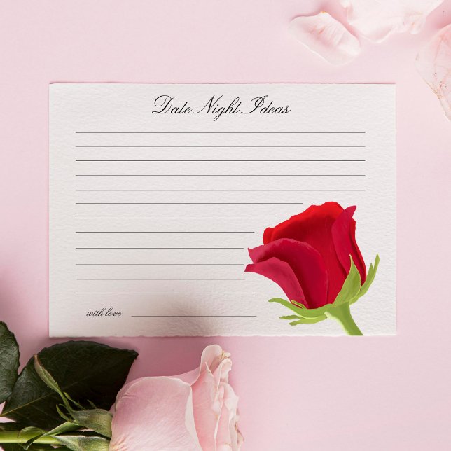 Elegant Red Rose Bridal Shower Date Night Ideas  Enclosure Card (Creator Uploaded)