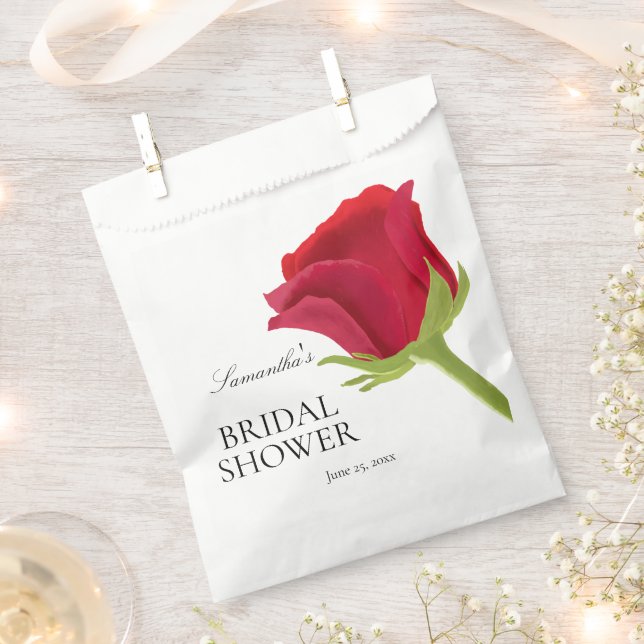 Elegant Red Rose Bridal Shower Favor Bag (Clipped)