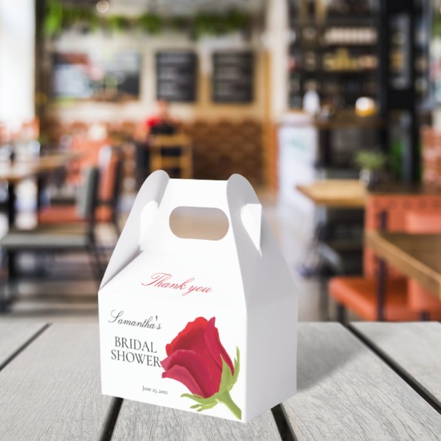 Elegant Red Rose Bridal Shower  Favor Boxes (Creator Uploaded)