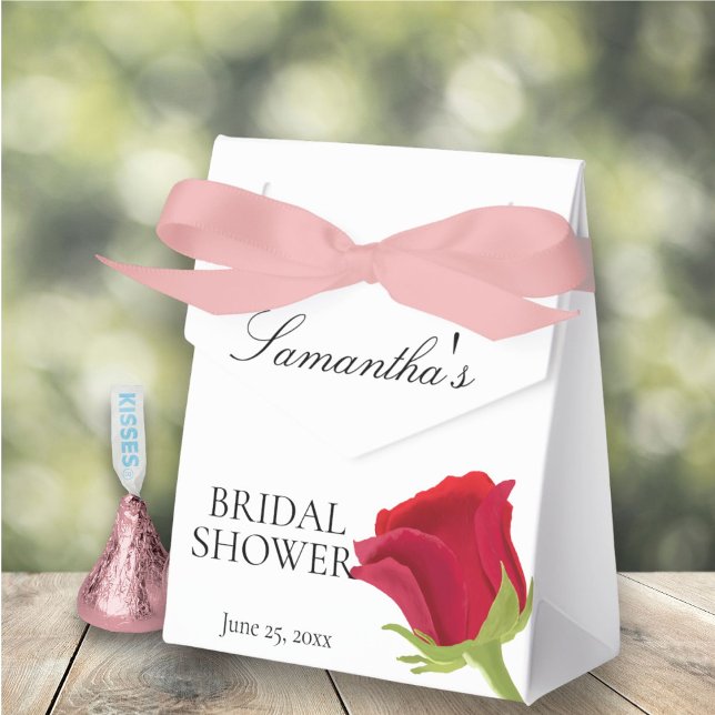 Elegant Red Rose Bridal Shower  Favor Boxes (Creator Uploaded)