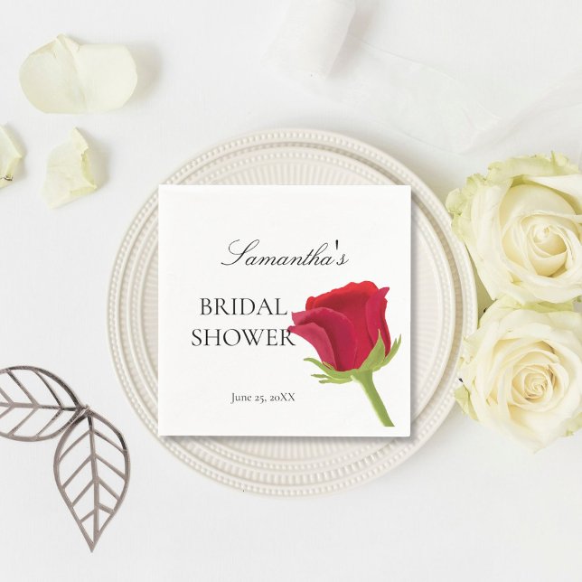 Elegant Red Rose Bridal Shower Napkins (Creator Uploaded)
