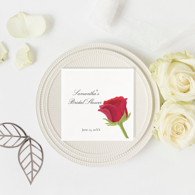 Elegant Red Rose Bridal Shower Napkins (Creator Uploaded)