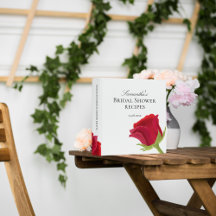 Elegant Red rose Bridal Shower Recipe Book