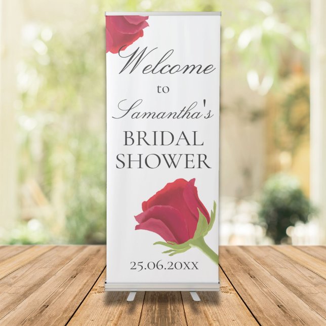 Elegant Red Rose Bridal Shower  Retractable Banner (Creator Uploaded)