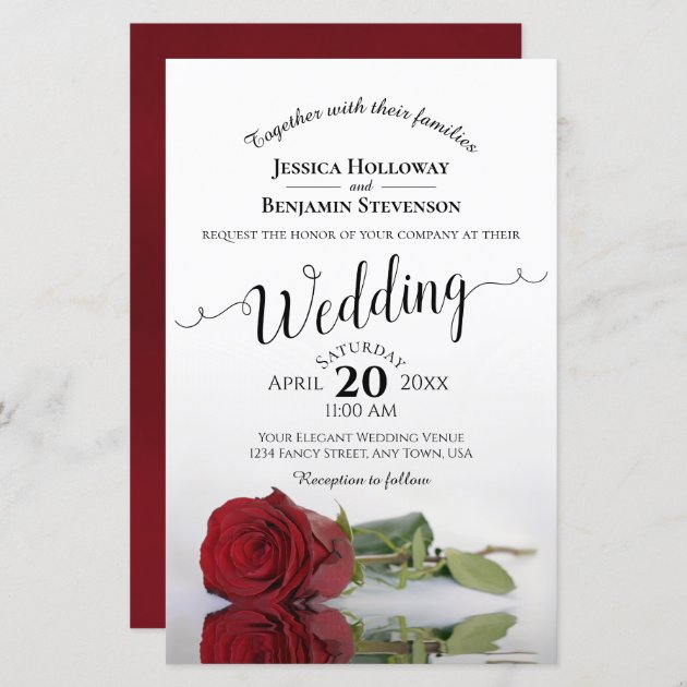 Elegant Red Rose Winter Wedding Invitation,Red Roses,Black Shimmer,Calligraphy,Gold Print,Shimmery,Customize,Printed Invitation,Wedding Set