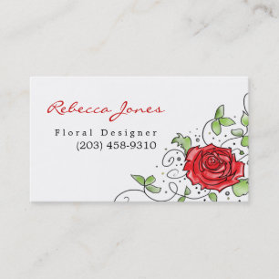 Elegant Red Rose - Business Card