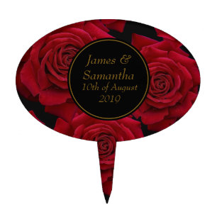 Elegant Red Rose - Cake Topper