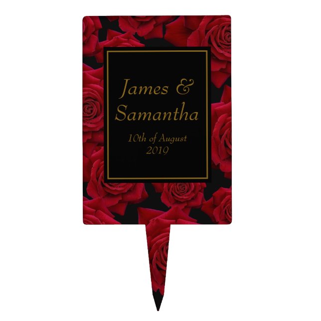 Elegant Red Rose - Cake Topper (Front)