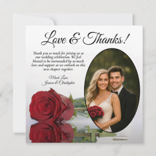 Elegant Red Rose Downloadable Wedding Thank You Card