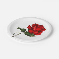Red rose paper plates hotsell