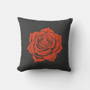 Elegant Red Rose Floral Design Throw Pillow