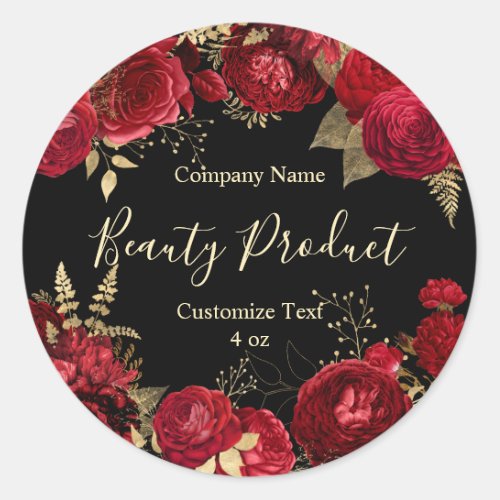 Elegant Red Rose Floral Theme Beauty Cosmetic Spa Classic Round Sticker