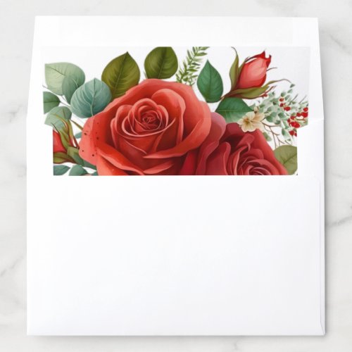 Elegant Red Rose Floral Wedding Bouquet Envelope Liner