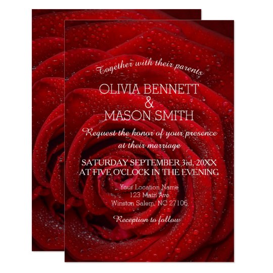 Elegant Red Rose Floral Wedding Invitation | Zazzle.com