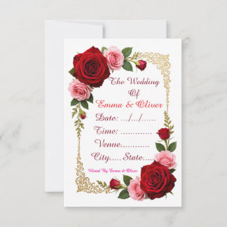 Elegant Red Rose Floral Wedding Invitation