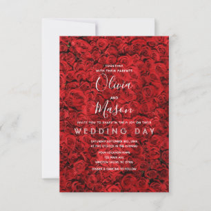 Elegant Red Rose Floral Wedding Invitation