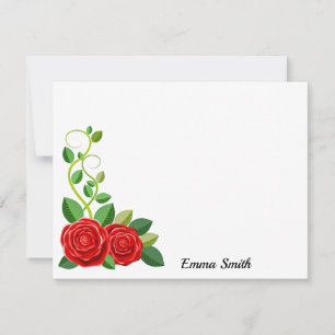 Elegant Red Rose Flower Note Card