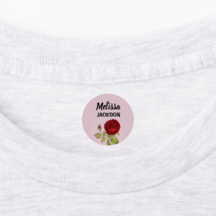 Elegant red rose flower pink kids' labels
