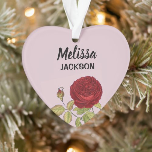 Elegant red rose flower pink ornament
