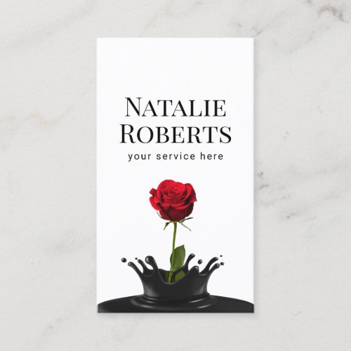 Elegant Red Rose Flower Splash Makeup Artist Salon Business Card