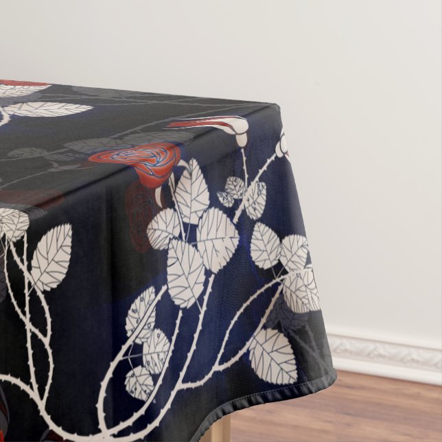 Elegant Red Rose Flower Tablecloth (In Situ)