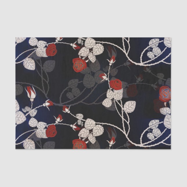 Elegant Red Rose Flower Tissue Paper (Front)