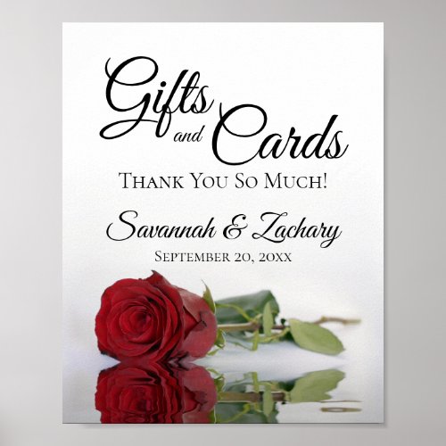 Elegant Red Rose Gifts  Cards Wedding Sign