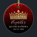 Elegant Red Rose Gold Crown Quinceanera Ceramic Ornament<br><div class="desc">Create your own quinceanera ornaments using an elegant DIY template featuring a beautiful watercolor floral artwork hand illustrated by Raphaela Wilson. The rustic, royal design depicts burgundy red roses, a gold princess crown/tiara, butterflies and white elegant calligraphy modern typography that can be personalized. Add your own custom Mis Quince Anos...</div>