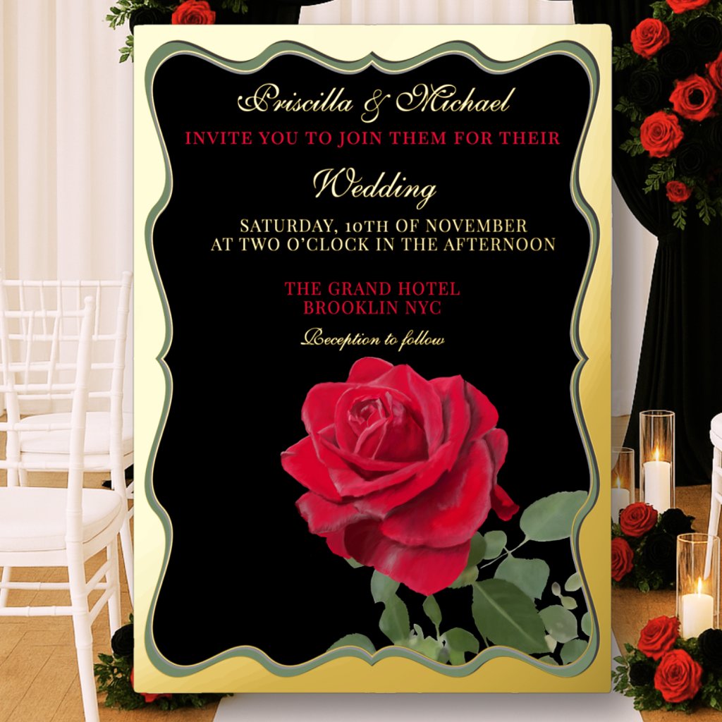 Elegant Red Rose & Gold Wedding 