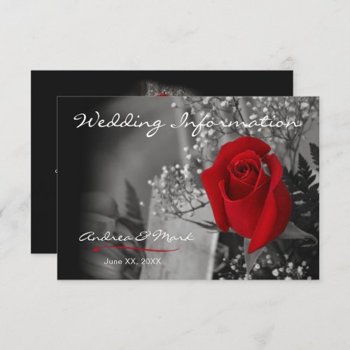 Elegant Red Rose Information Enclosure Card