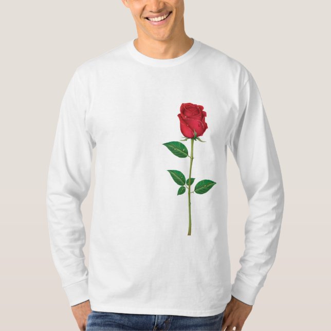 Elegant Red Rose Long-Sleeve T-Shirt (Front)