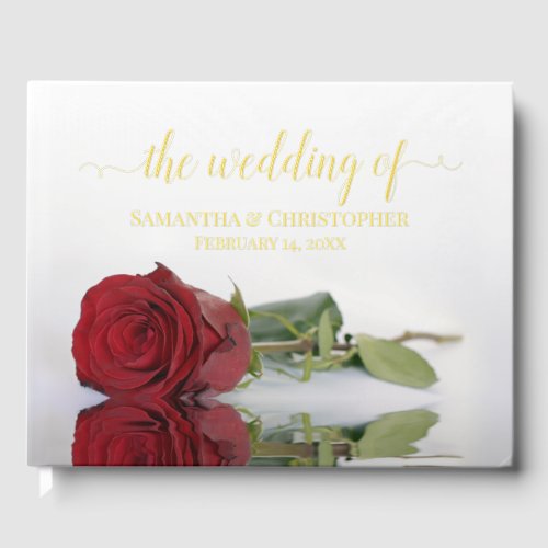 Elegant Red Rose Medium Wedding Foil Guest Book