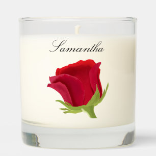 Elegant red rose monogram scented candle
