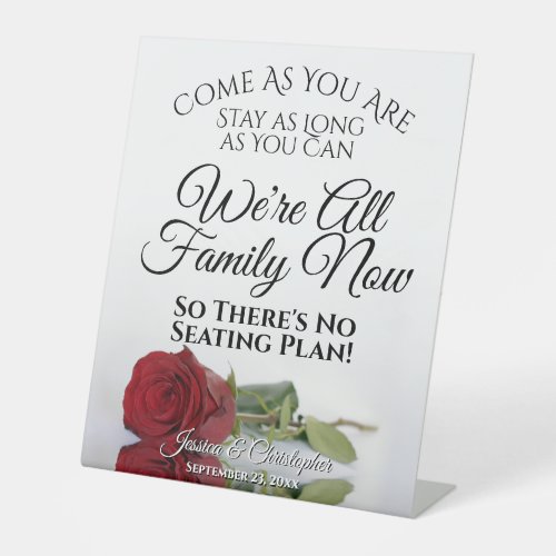 Elegant Red Rose Open Seating Wedding Pedestal Sign