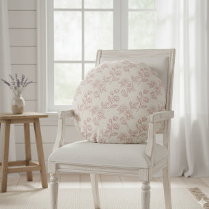 Elegant Red Rose Paper Chintz Round Pillow