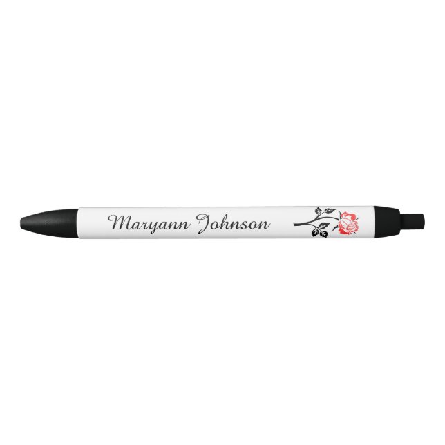 Elegant Red Rose Personalized Ink Pen (Front)