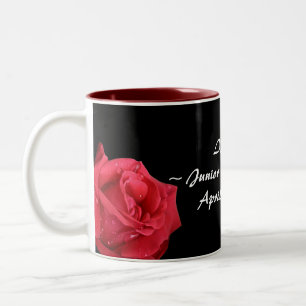 Elegant Red Rose Personalized Junior Bridesmaid Two-Tone Coffee Mug
