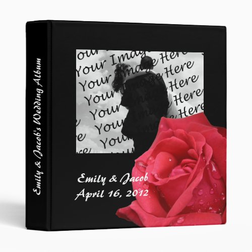 Elegant Red Rose Personalized Wedding Album 3 Ring Binder